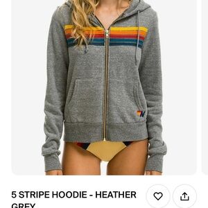 NWOT Gray Aviator nation  Hoodie with Multicolor Stripes